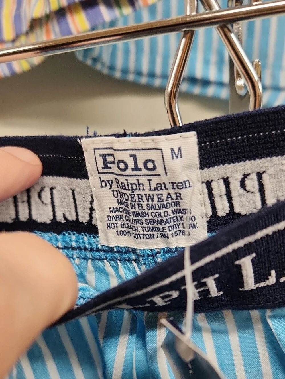 Polo by Ralph Lauren Blue and Multicolor Striped Cotton Boxer Set